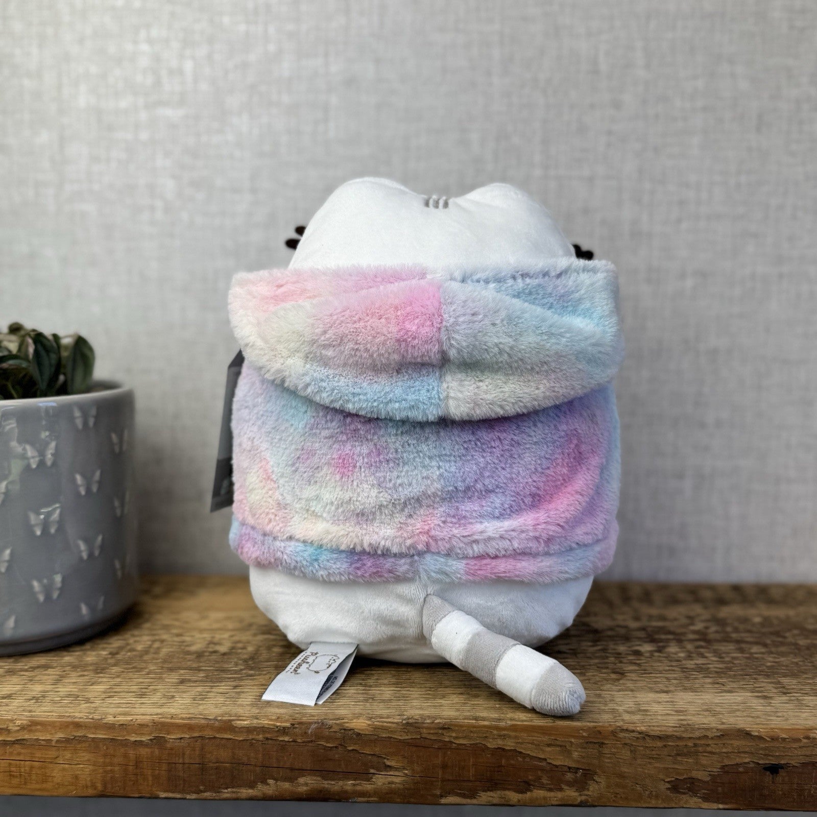 Pusheen Tie Dye Hoodie - Pusheen Cat White With Tye Dye Jumper Plush 10"