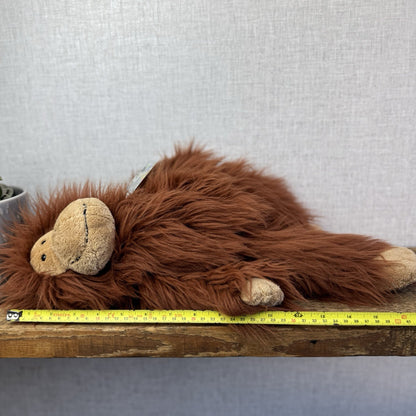 Jellycat Medium Max Monkey - Fluffy Long Hair Monkey Plush Beanie Retired 16"