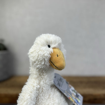 Jellycat James Goose Small - Small Cream Fluffy Goose Soft Toy Beanie 10”