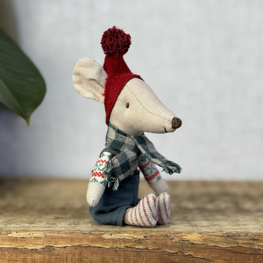 Maileg Big Brother Christmas Mouse - Mouse In Scarf And Red Hat Maileg World