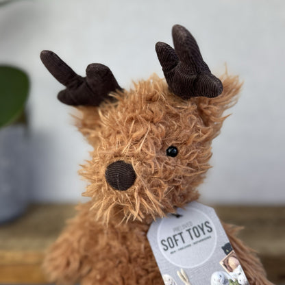 Jellycat Pudding Reindeer - Curly Haired Deer Beanie Plush Retired Rare 12"