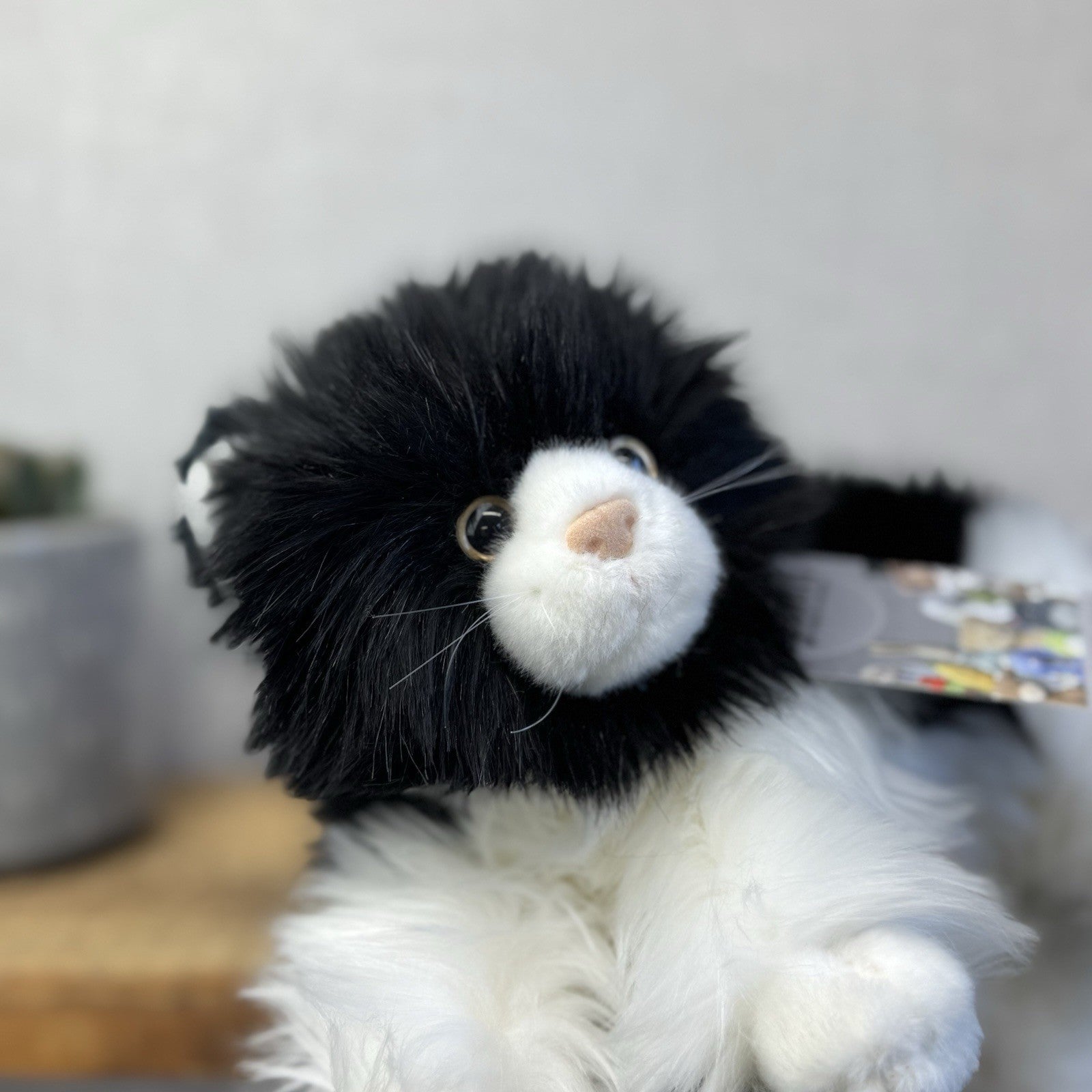 TY Kitties Black & White Fluffy Cat Soft Toy Retired Beanie 2007