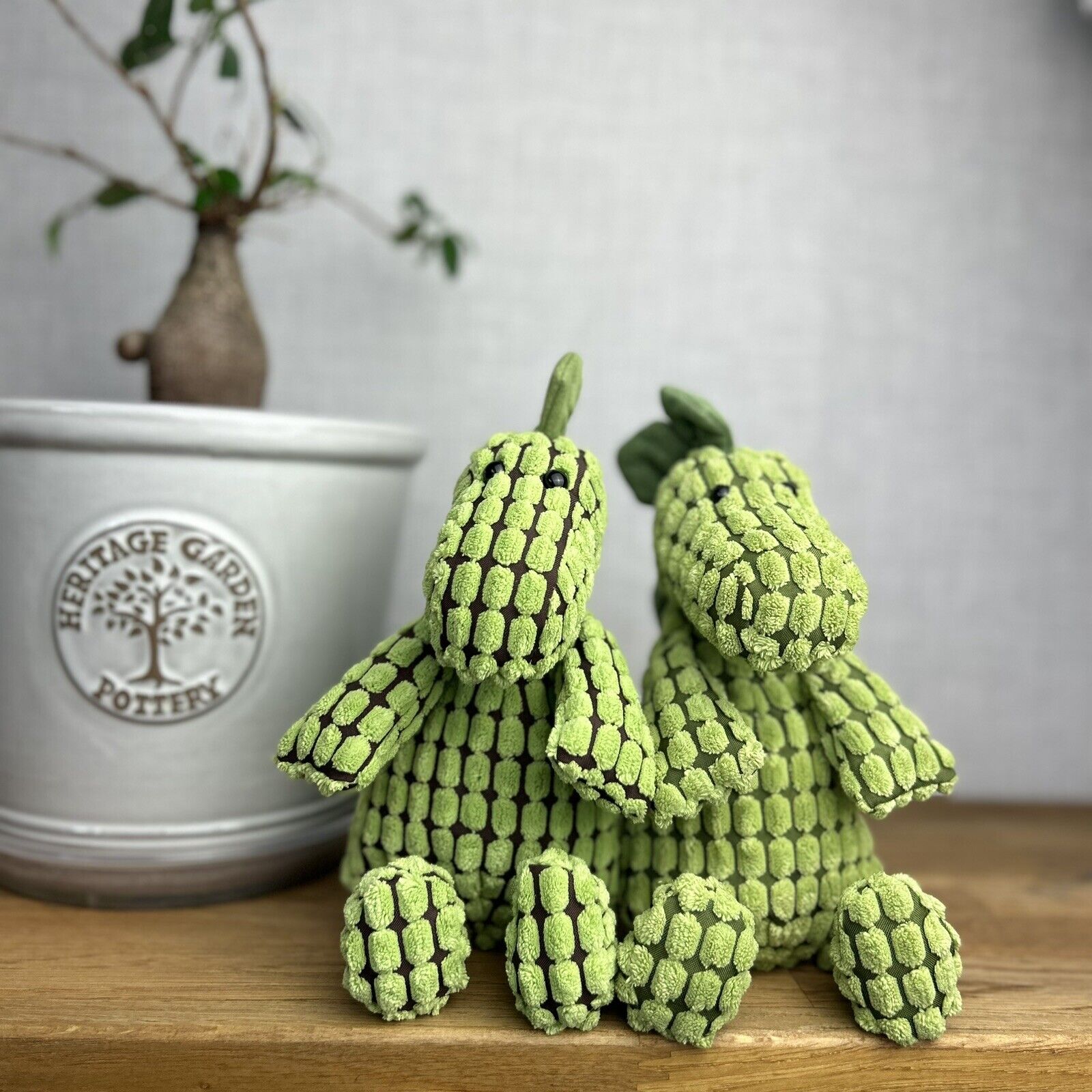 Jellycat Doppy Dino - Cordy Dino Small - Black & Green 10” (version 2)