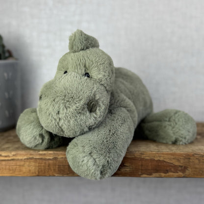 Jellycat Medium Huggady Dinosaur- Floppy Green Dino Plush Soft Toy Retired 10"