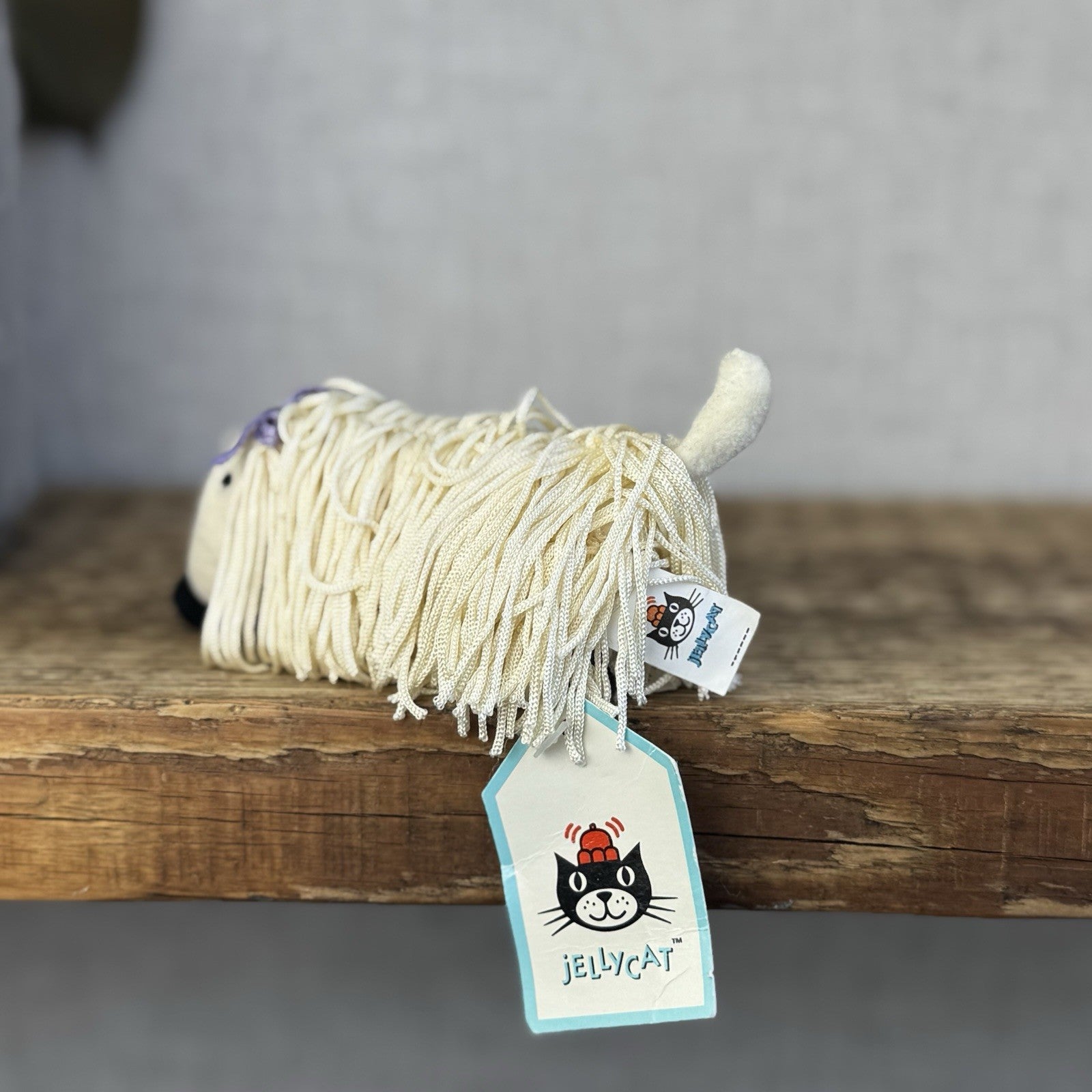 Jellycat Wonderful Woofer - Vintage Dog Puppy Fringe Dog Beanie Mini 4"