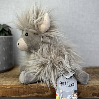 Jellycat Gamboldown Cow Grey/beige Fluffy Beanie Cow Small Retired 8”