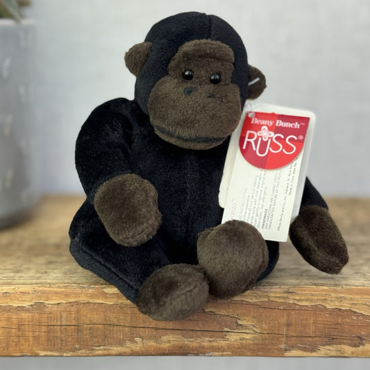 Russ Beanie Bunch Gorilla - Small Gorilla Beanbag Soft Toy Plush With Tags 6”