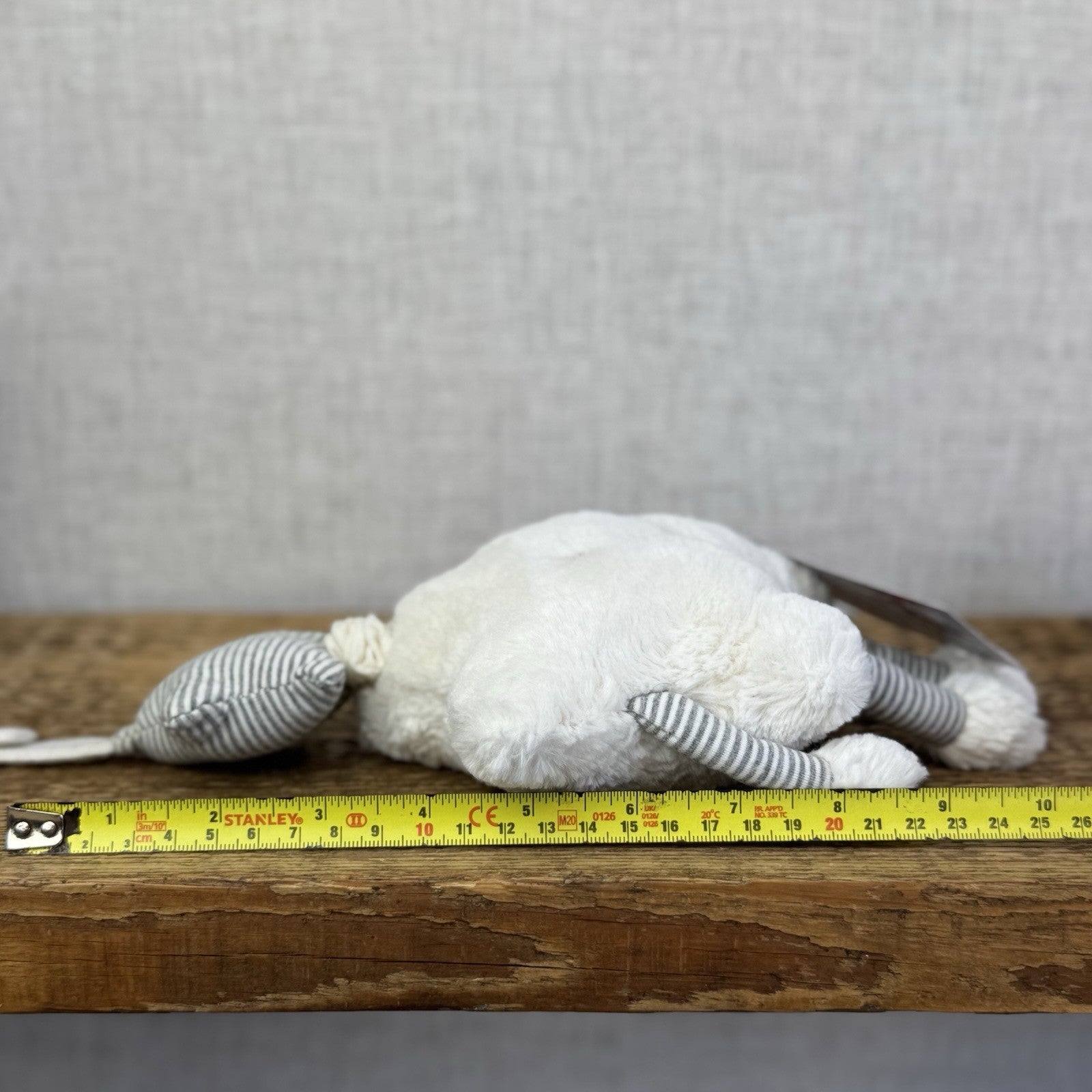 Jellycat Little Star Musical Pull - White/Grey Striped Neutral Music Toy 