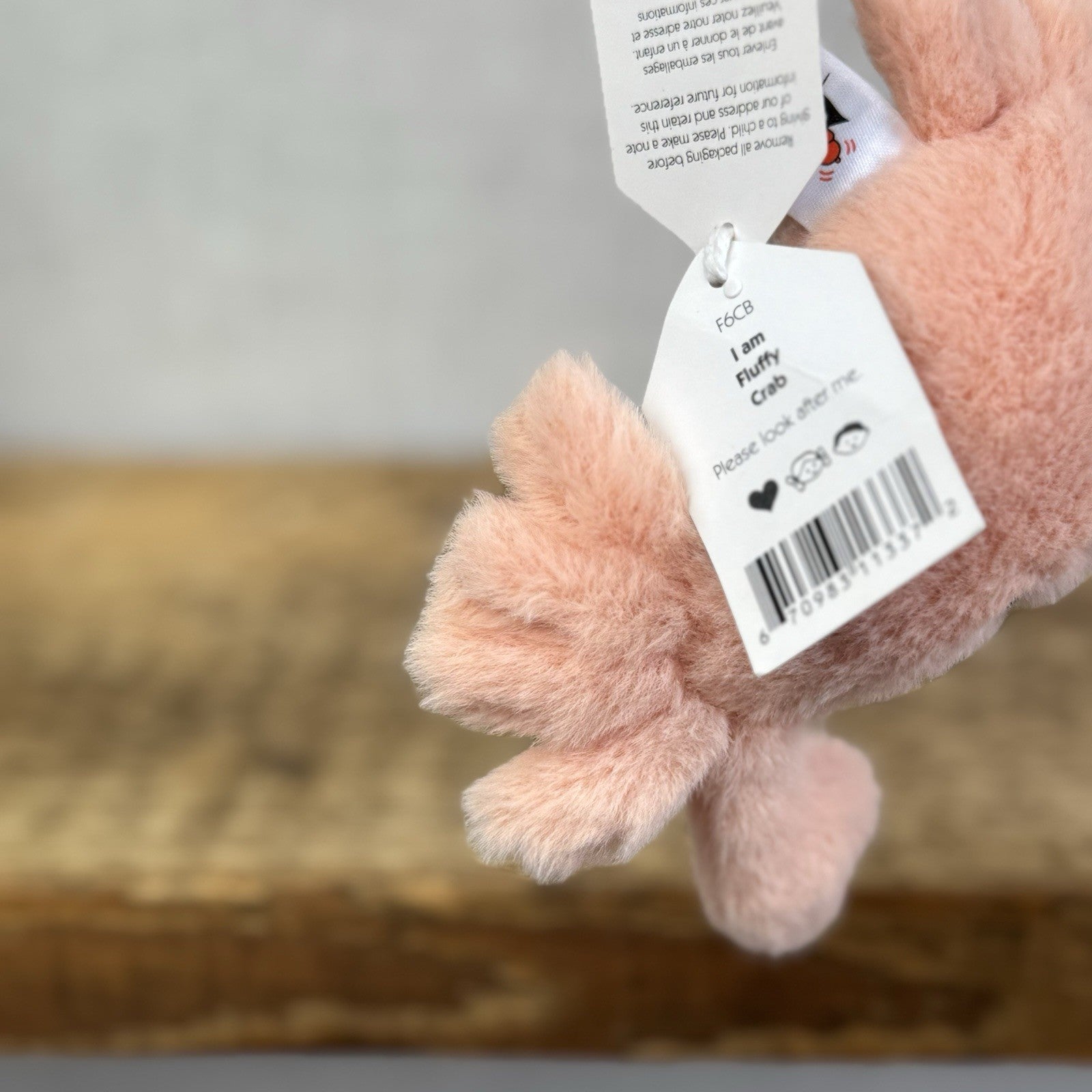 Jellycat Tiny Fluffy Crab - Mini Peach/Pink Crab Soft Toy New With Tags 4"