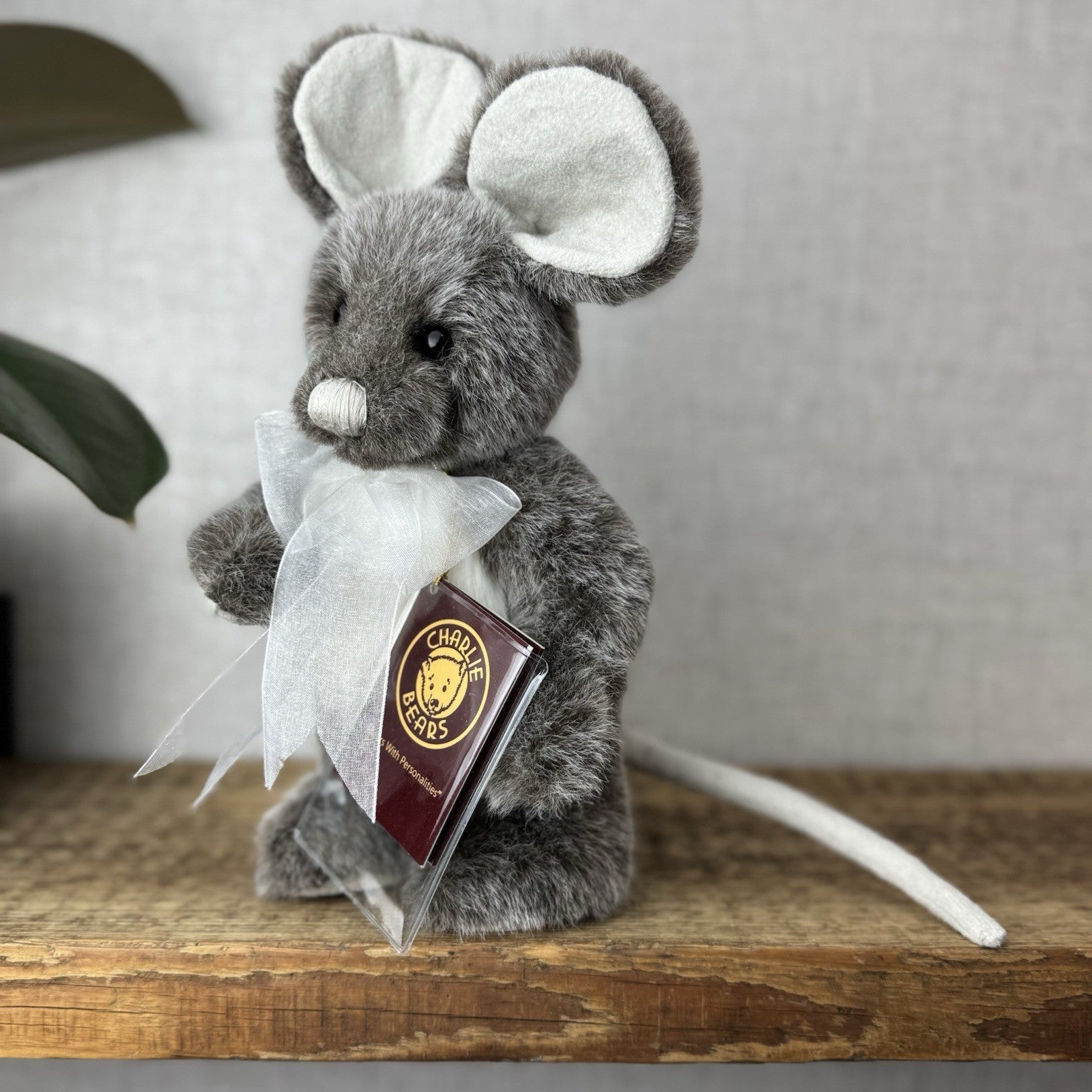 Charlie Bear Yarg Mouse - Small Mouse Charlie Bear 5 Way Jointed With Bow & Tag