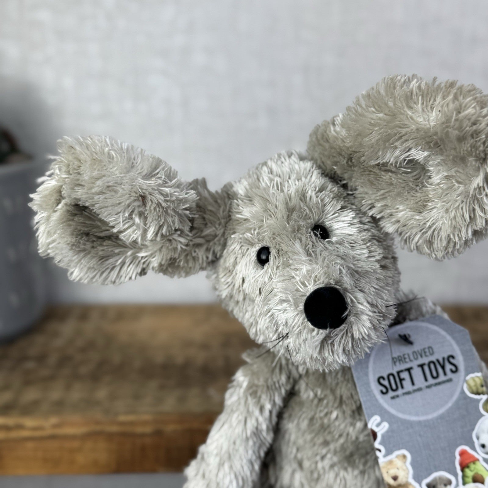 Jellycat  Tumbler Mous - Grey Scruffy Bunglie Style Mouse Beanie Plush 11” NWOT