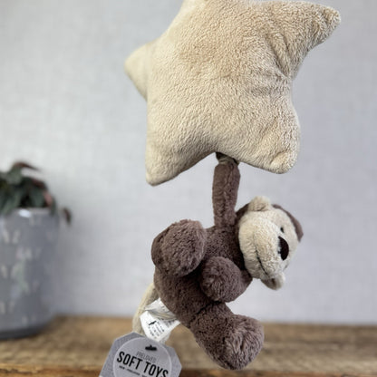 Jellycat Bashful Monkey Musical Pull - Brown Monkey Stars Lullaby Retired Rare