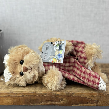 Bukowski Bears - Red/white Plaid Dress - Small Beanie Barbara Bukowski Tan Bear 
