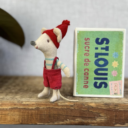 Maileg Little Brother Christmas Mouse 2012 Retired Little Mouse Louis Matchbox