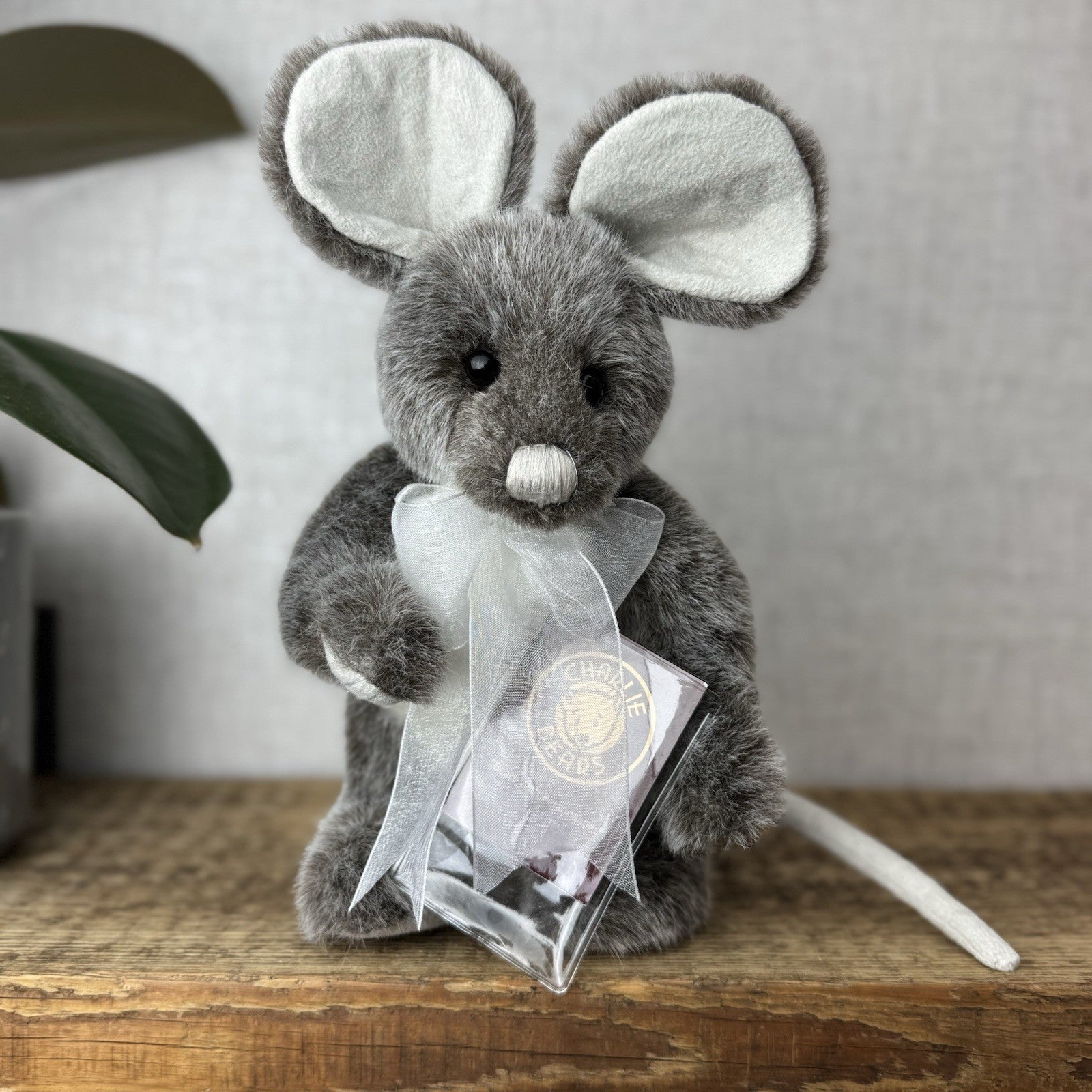 Charlie Bear Yarg Mouse - Small Mouse Charlie Bear 5 Way Jointed With Bow & Tag