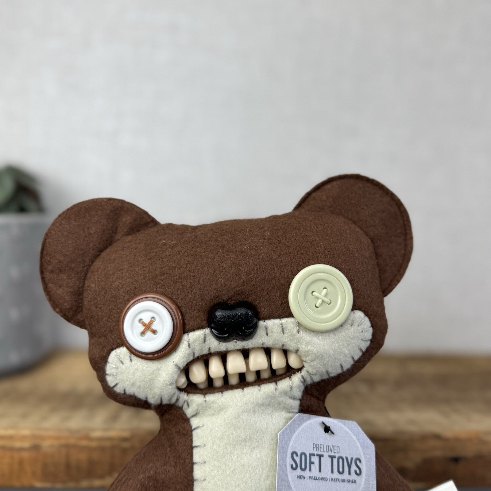 Fuggler Teddy Bear Nightmare Funny Ugly Monster Brown Mr Buttons Rare Retired
