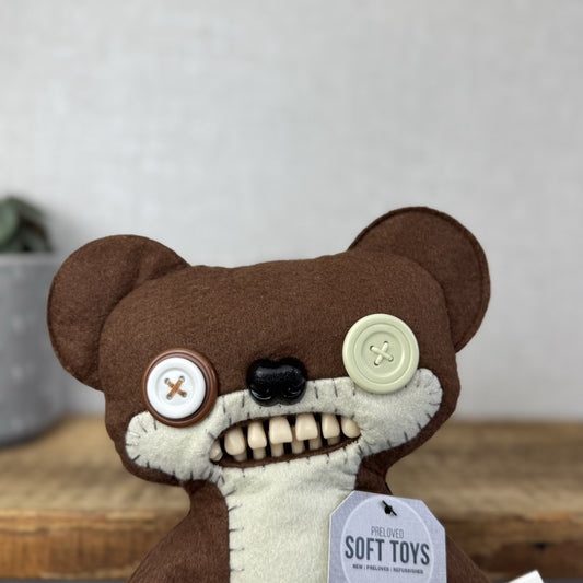 Fuggler Teddy Bear Nightmare Funny Ugly Monster Brown Mr Buttons Rare Retired
