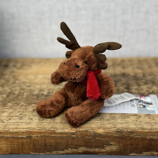 Marks & Spencers Soft Toy Stag Deer Mini Beanie Christmas Scarf Vintage 4"