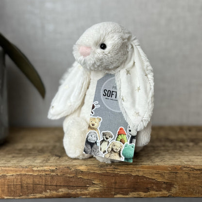 Jellycat Small Twinkle Bunny - Cream Rabbit With Star Ears - Small Cream 8”