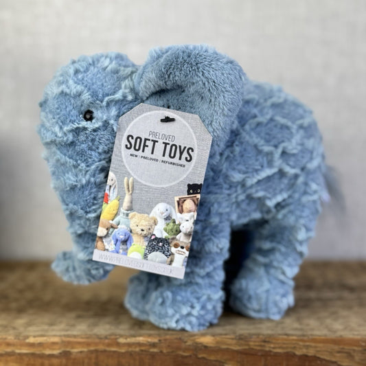 Jellycat Little Eddy Small Blue Standing Elephant Beanie Retired Collectible 8”