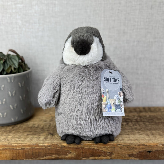 Jellycat Percy Penguin Medium Soft Plush Toy -  Grey Fluffy Penguin Plush 10"