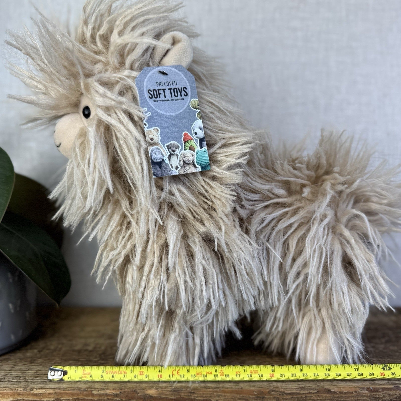 Jellycat Luscious llama - Large Beige Fluffy Llama Beanie Soft Toy Retired 12”