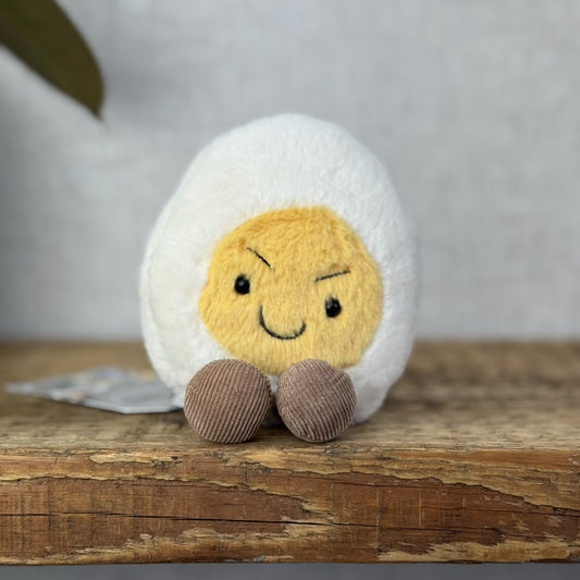 Jellycat Amuseable Cheeky Boiled Egg - Frowning Egg  Toy - Play Food Plush 5”