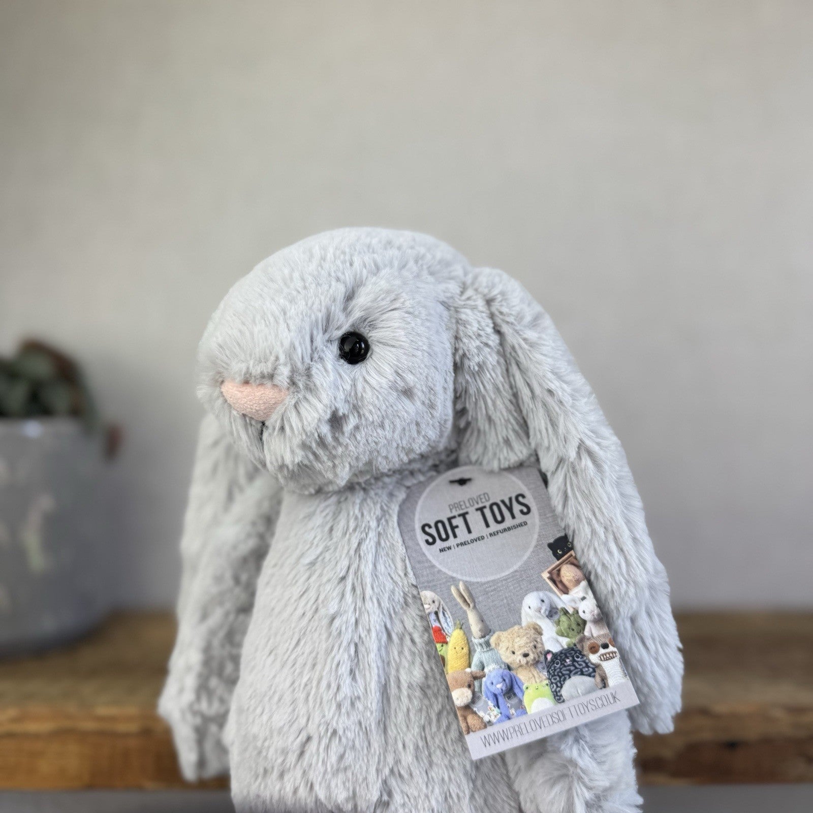 Jellycat Medium Bashful Grey Bunny - Grey With White Tail - Silver Rabbit 12"
