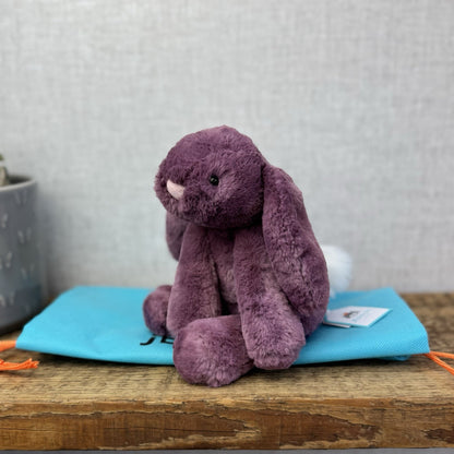 Jellycat Plum Small Bunny - Small Custom Smudge With Tags & Bag Gift Hand Dyed