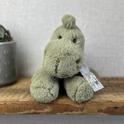 Jellycat Medium Huggady Dinosaur- Floppy Green Dino Soft Toy Retired 10" (#2)