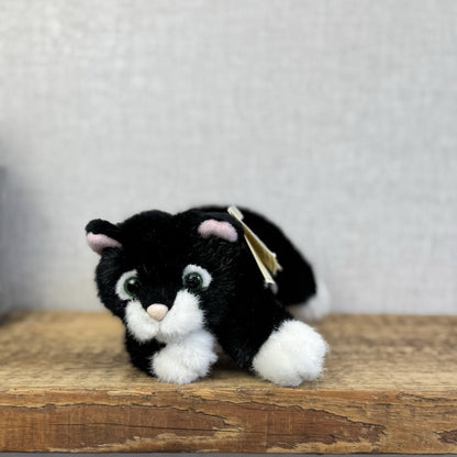 Russ Buttons The Cat Beanie - Black Cat White Paws - Vintage Kitty Plush 9"