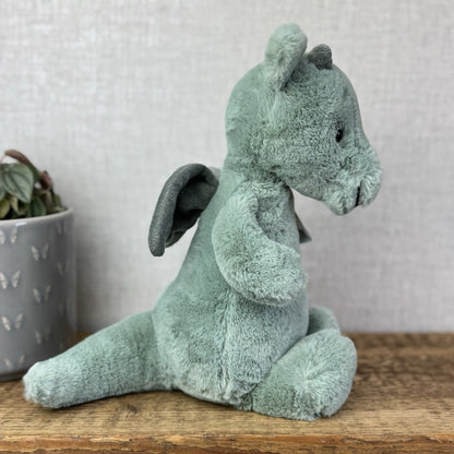 Jellycat Medium Bashful Dragon - Light Green/sage Dragon Soft Toy With Tags