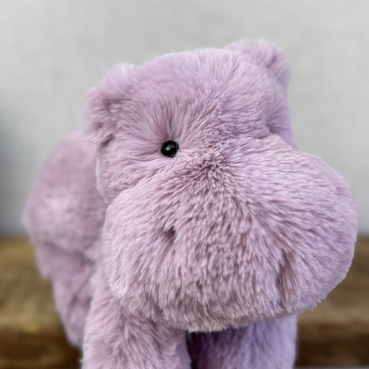 Jellycat Medium Smudge Hippo - Lilac Laying Hippo Beanie Plush Retired New 14”