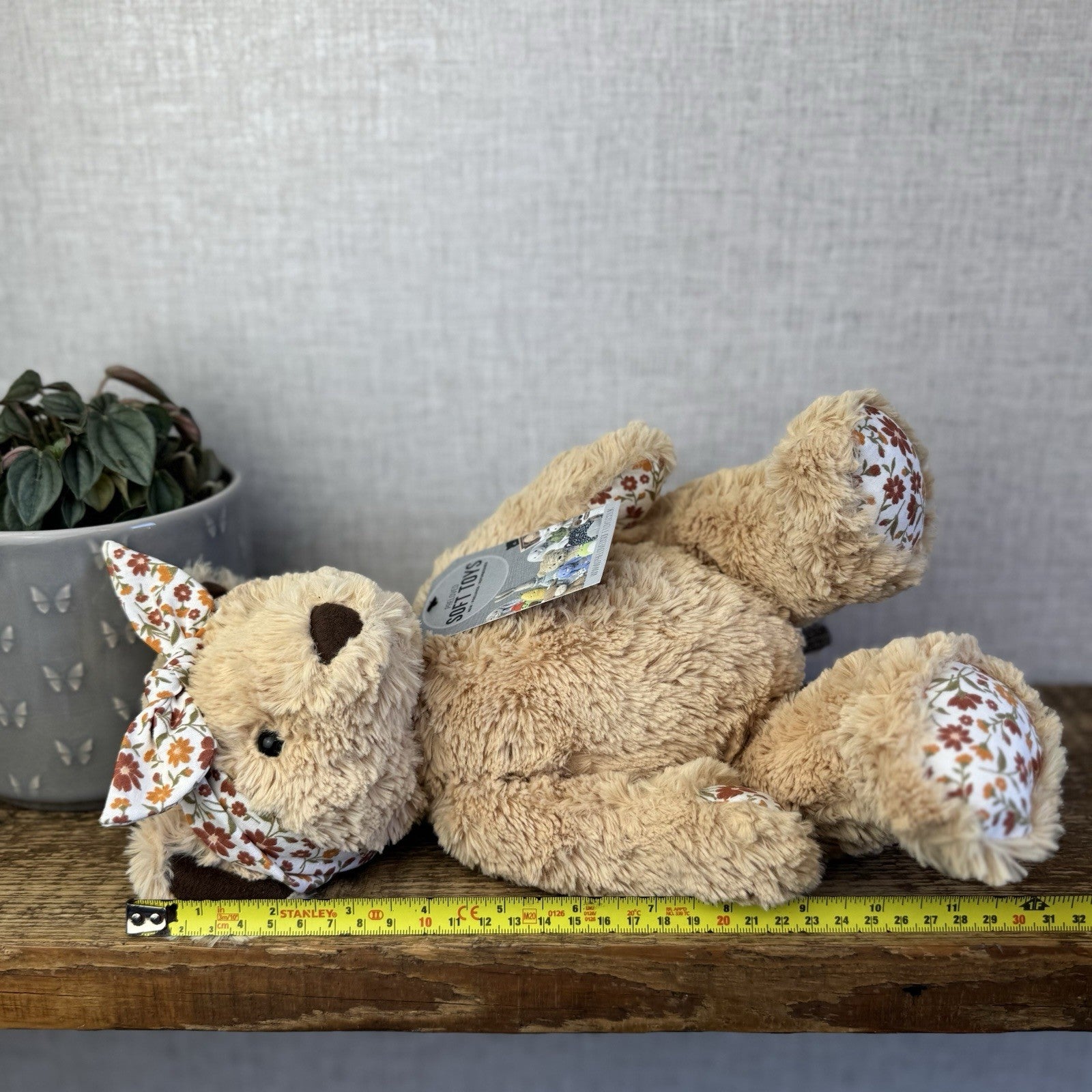 Jellycat "Autumn" Bear - Custom Edward Bear Soft Toy Blossom Print Paws 12" OOAK