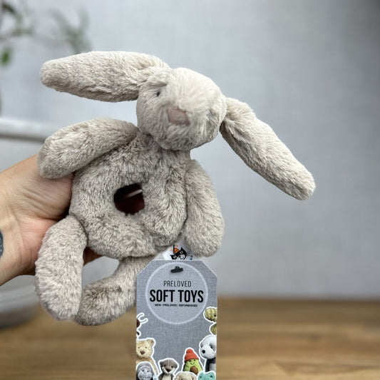 Jellycat Bashful Beige Bunny Ring Rattle - Beige Bunny Rattle Ring Soft Toy Baby
