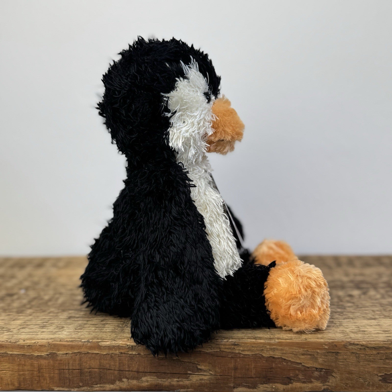 Jellycat Small Bunglie Penguin - Black/White Curly Fur Beanie Penguin Bird 11"