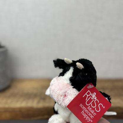 Russ Berrie Luvvies - Mini Pudding Fred The Cow Beanie Plush New With Tags 4"