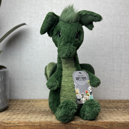 Jellycat Sparks Dragon - Green & Sparkly Standing Dragon Plush Retired Soft Toy