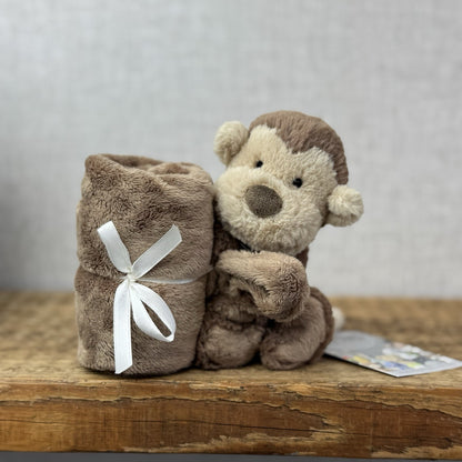 Jellycat Bashful Monkey Soother - Mini Monkey Comfort Blanket Retired Brown