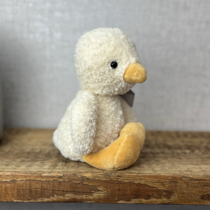Jellycat Tumbletuft Duck - Small Pale Yellow Textured Duck Beanie Plush NWOT 8"