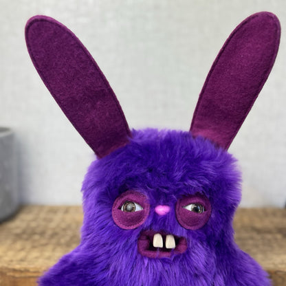 Fuggler Rabbid Rabbit Purple Fluffy Bunny Fuggler Rare/Retired Collectible 