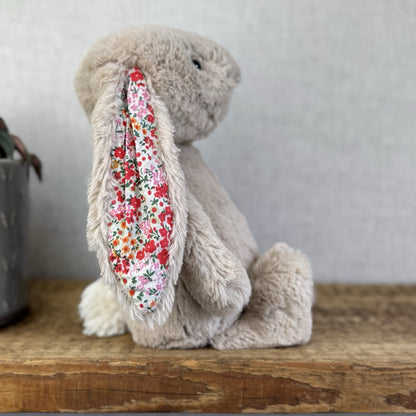 Jellycat Medium Bashful Beige Posy Blossom Bunny - Beige Bunny Floral Ears 12”