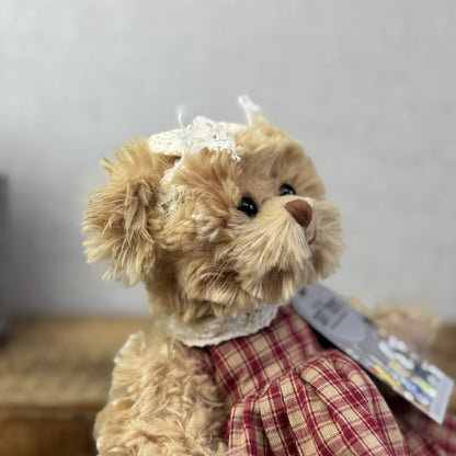 Bukowski Bears - Red/white Plaid Dress - Small Beanie Barbara Bukowski Tan Bear 