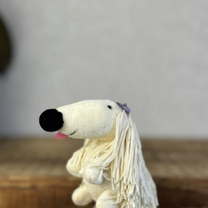 Jellycat Wonderful Woofer - Vintage Dog Puppy Fringe Dog Beanie Mini 4"