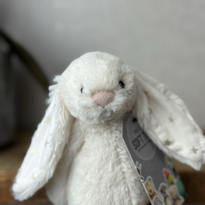 Jellycat Small Twinkle Bunny - Cream Rabbit With Star Ears - Small Cream 8”