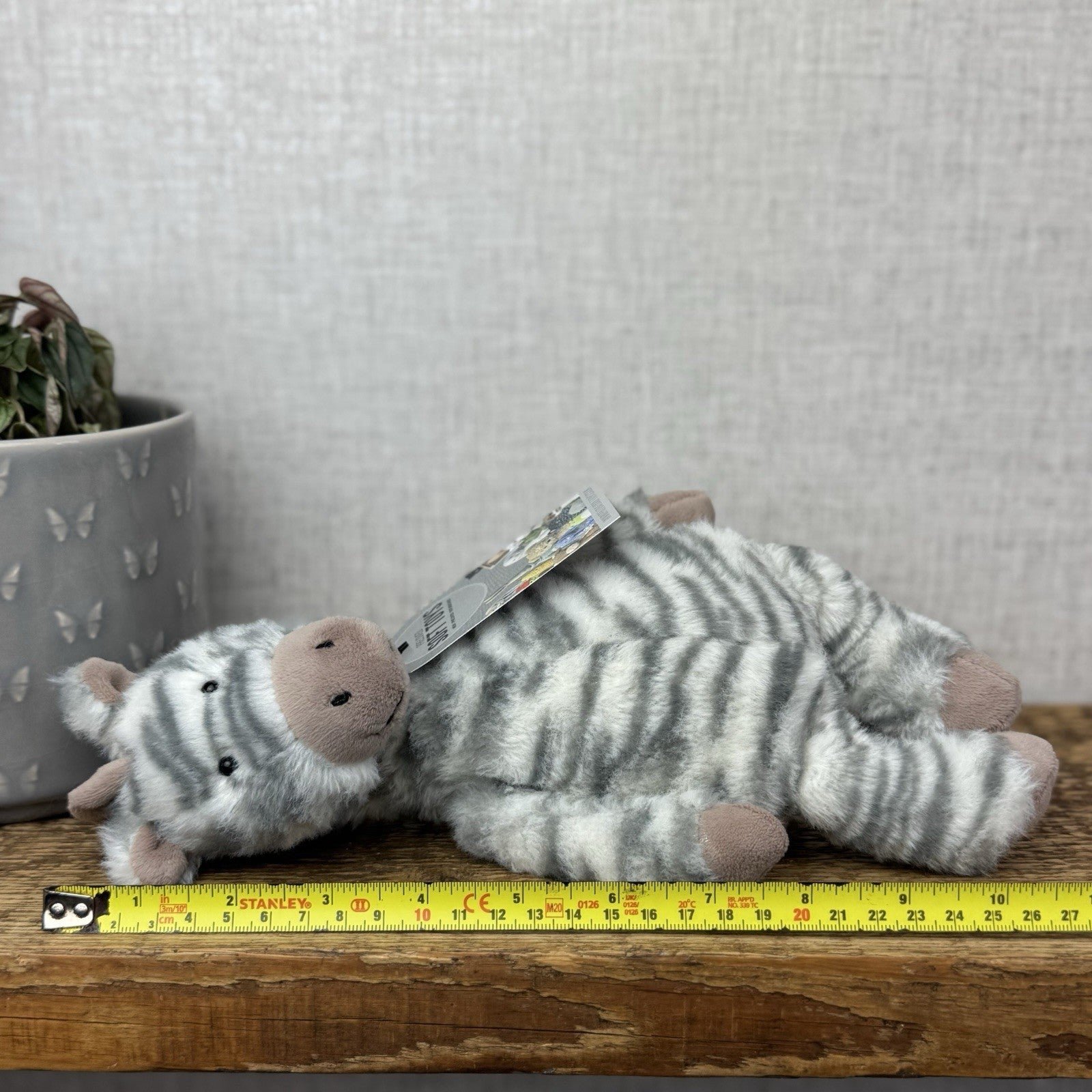 Jellycat Medium Fluffles Zebra - Retired Fluffy Grey/White Zebra Plush 12" 