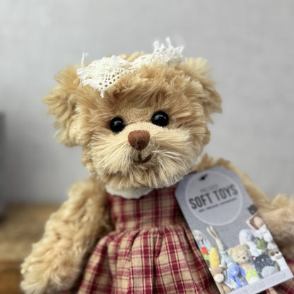 Bukowski Bears - Red/white Plaid Dress - Small Beanie Barbara Bukowski Tan Bear 