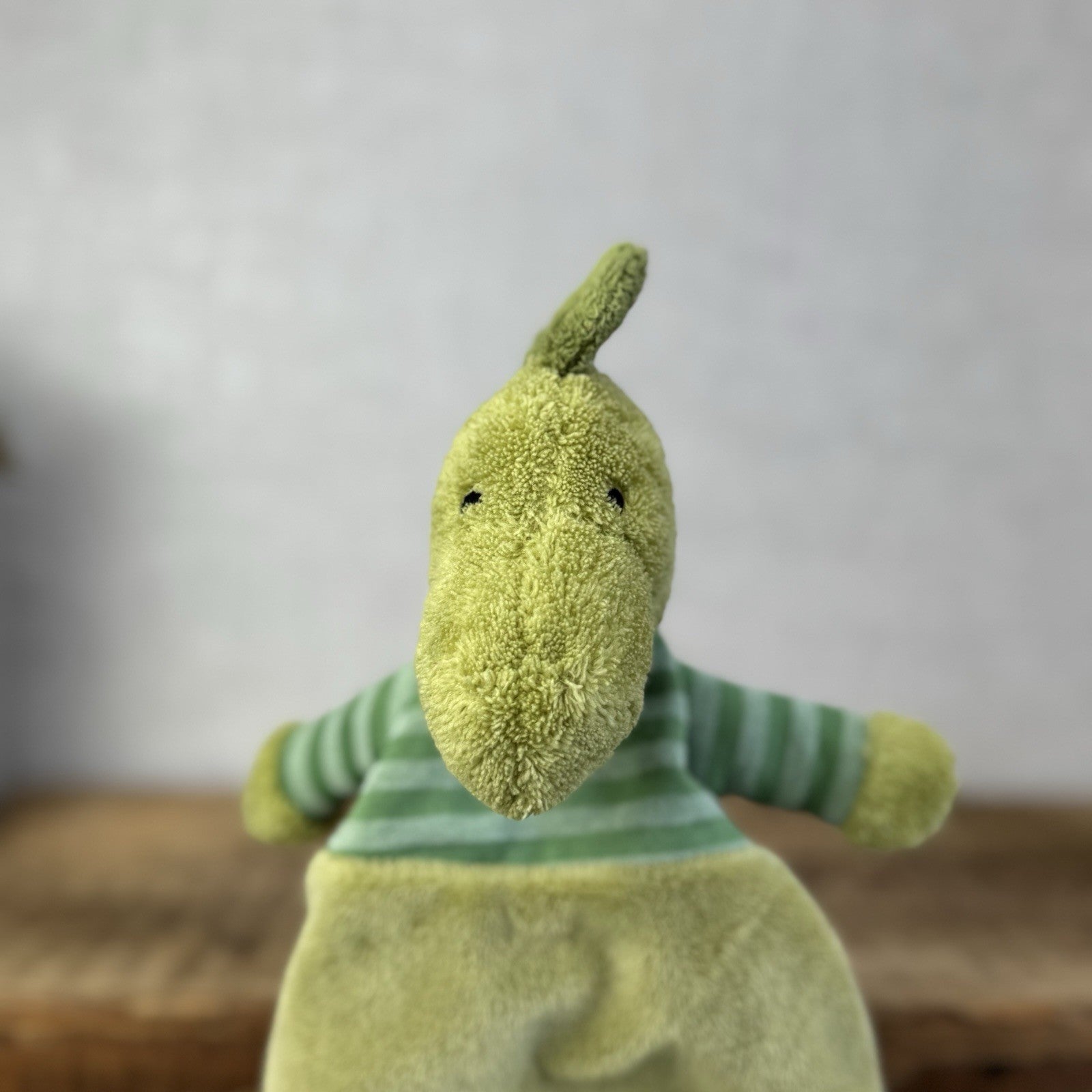 Jellycat Green Stripey Dinosaur Soother - Stripey Dino Doudou Comforter Retired