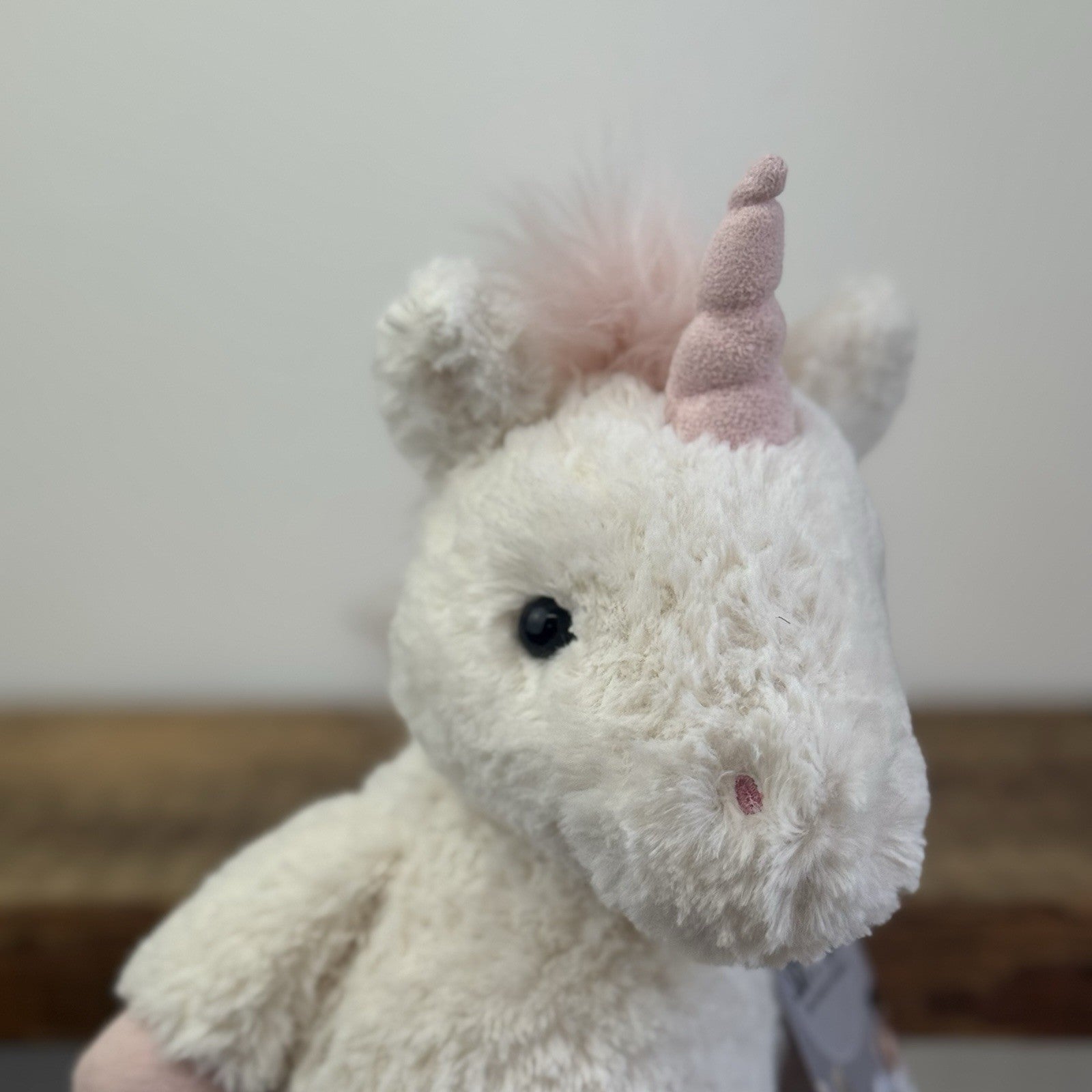 Jellycat Flossie Unicorn - White Unicorn Pink Fluffy Tail Beanie Retired 11"