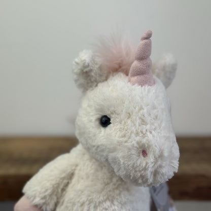 Jellycat Flossie Unicorn - White Unicorn Pink Fluffy Tail Beanie Retired 11"